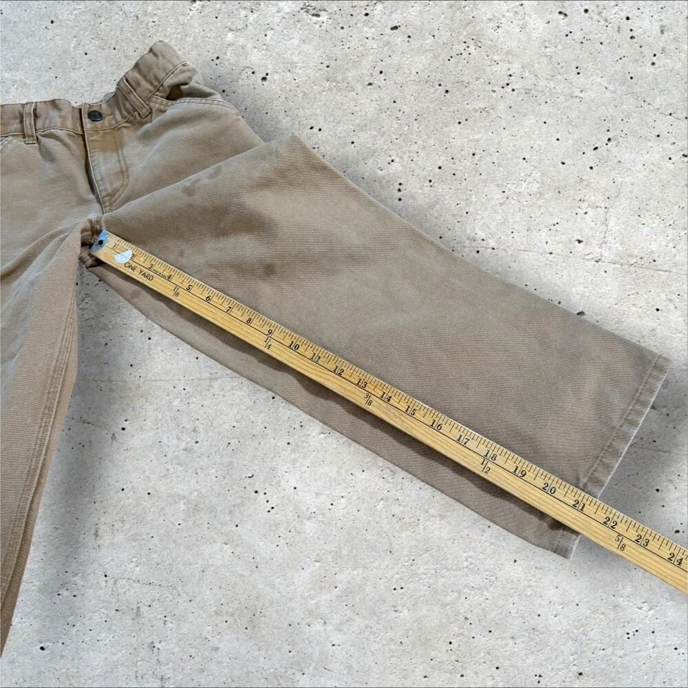 Carhartt Boys Youth Size 8 Carpenter Pants Canvas Duck Tan Brown Utility Jeans